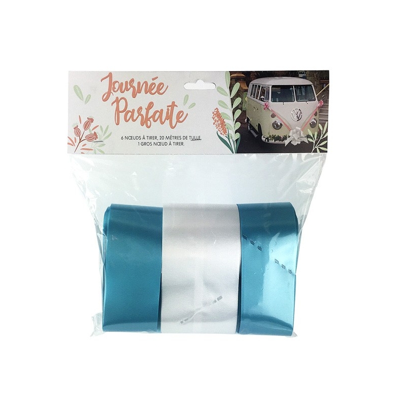 Kit de décoration de voiture de mariage couleur bleu turquoise