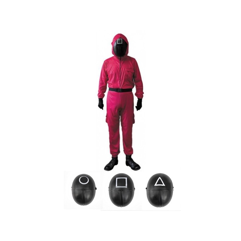 Squid Game - Déguisement gardien de jeu combinaison rose avec masque au choix