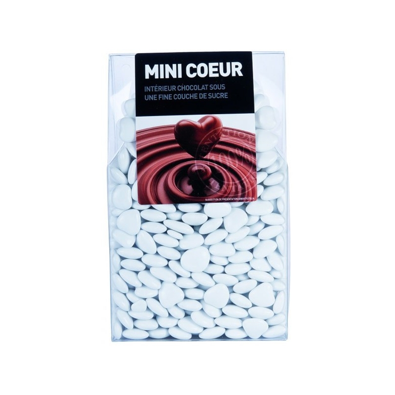Dragées au chocolat en forme de cœur de couleur blanc - 200 gr