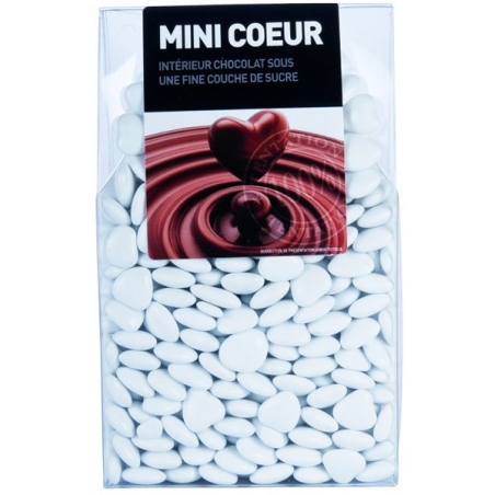 Dragées au chocolat en forme de cœur de couleur blanc - 200 gr Dragées au chocolat en forme de cœur de couleur blanc - 200 gr