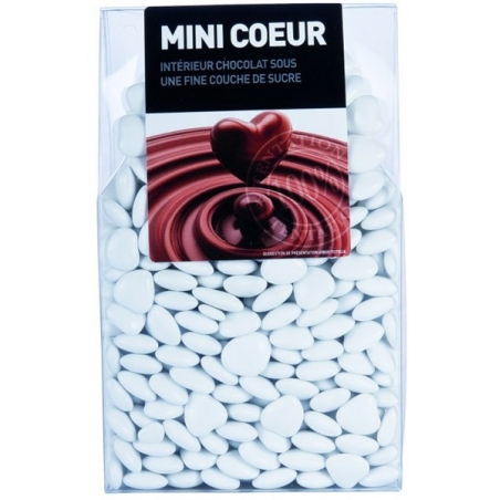 Dragées au chocolat en forme de cœur de couleur blanc - 200 gr