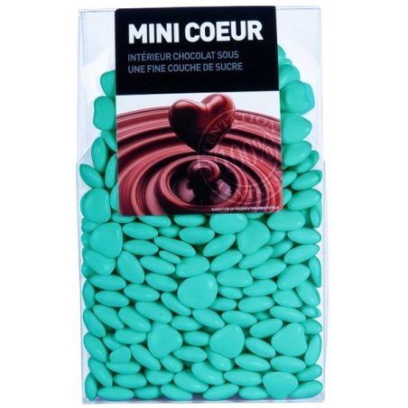 Dragées cœur au chocolat, couleur bleu - 200 gr