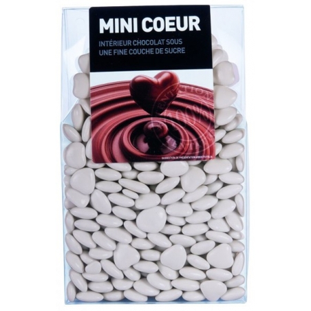 Dragées couleur écru au chocolat en forme de cœur - 200 gr