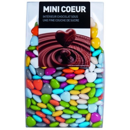 Dragées cœur au chocolat multicolore - 200 gr