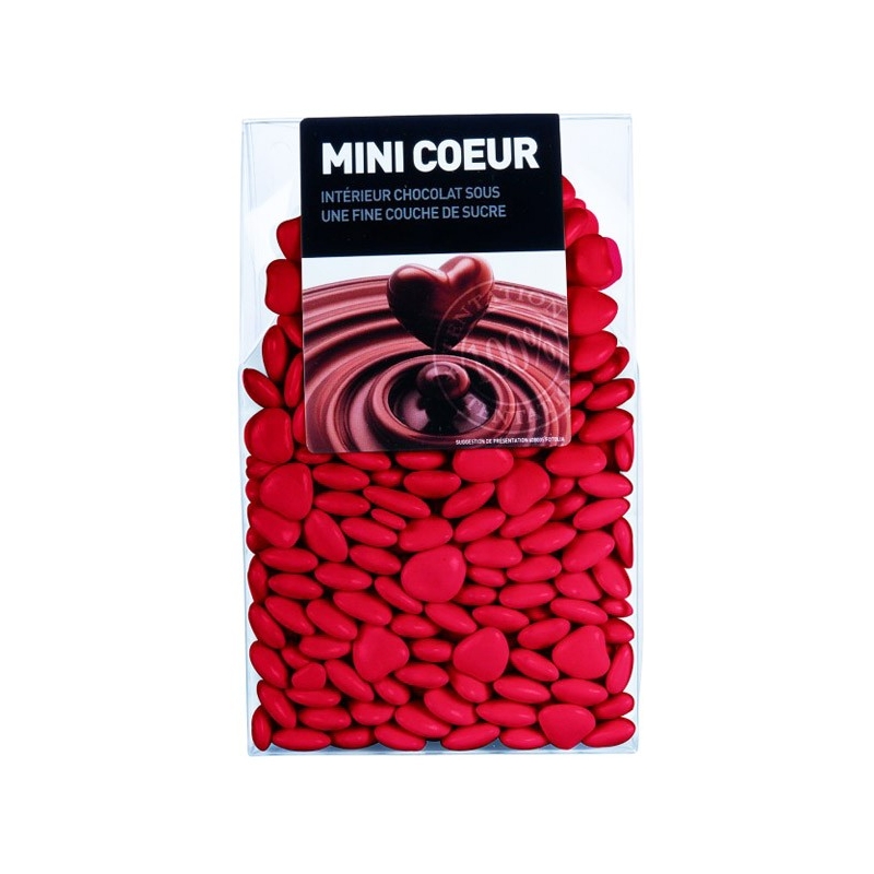 Dragées cœur rouge au chocolat - 200 gr