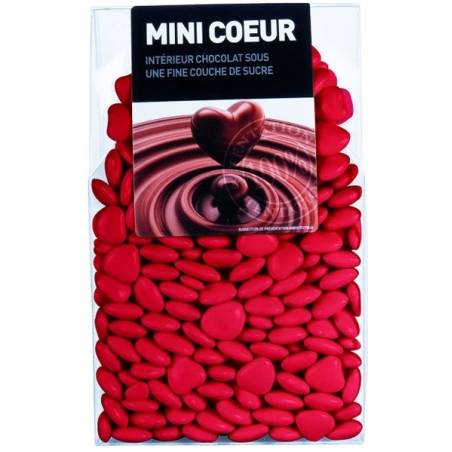 Dragées cœur rouge au chocolat - 200 gr