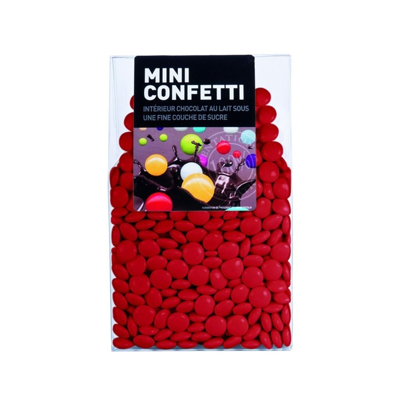 Dragées au chocolat couleur rouge "Mini Confetti" - 200 gr