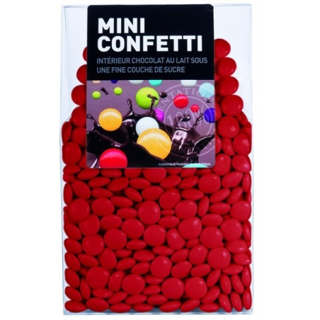 Dragées au chocolat couleur rouge "Mini Confetti" - 200 gr