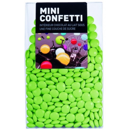 Dragées au chocolat de couleur vert tilleul "Mini Confetti" - 200 gr