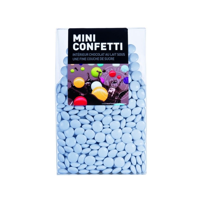 Dragées au chocolat couleur bleu ciel "Mini Confetti" - 200 gr