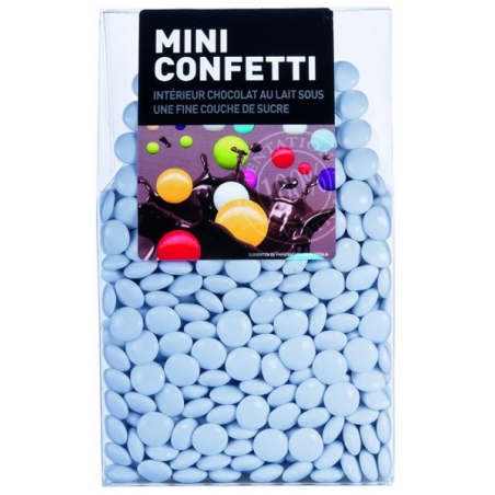 Dragées au chocolat couleur bleu ciel "Mini Confetti" - 200 gr Dragées au chocolat couleur bleu ciel "Mini Confetti" - 200 gr