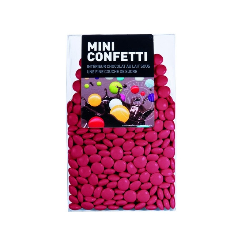 Dragées au chocolat couleur framboise "Mini Confetti" - 200 gr