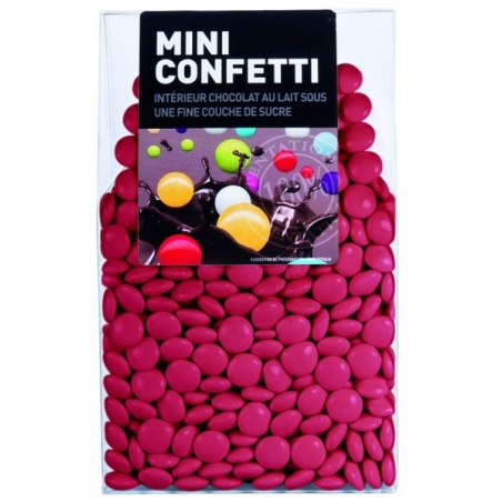 Dragées au chocolat couleur framboise "Mini Confetti" - 200 gr