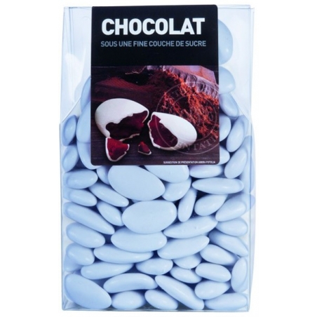 Dragées au chocolat couleur bleu ciel - 500 gr
