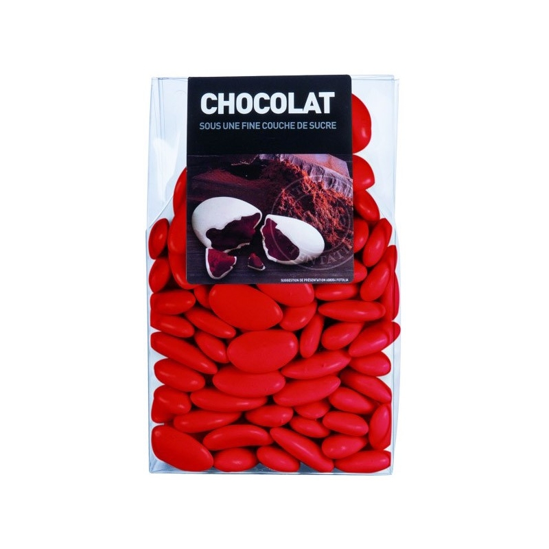 Dragées au chocolat couleur rouge - 500 gr