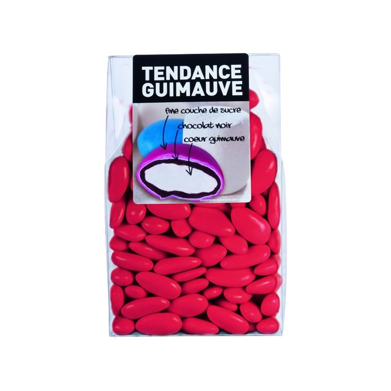 Dragées à la guimauve et au chocolat de couleur rouge