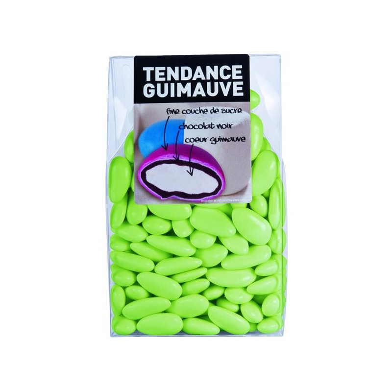 Dragées à la guimauve et au chocolat de couleur vert tilleul