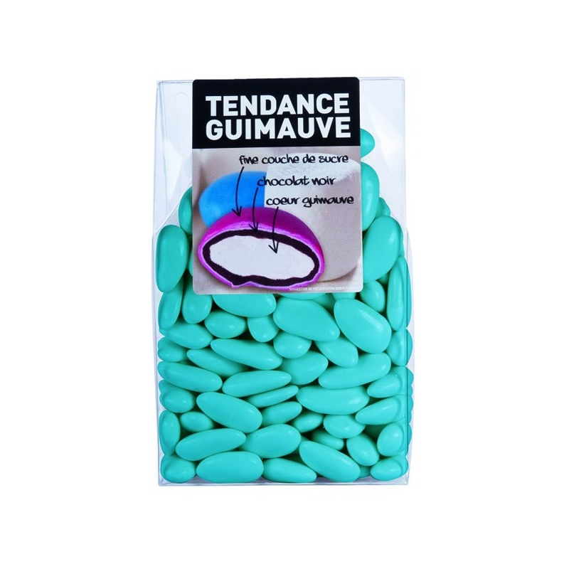 Dragées à la guimauve et au chocolat de couleur turquoise