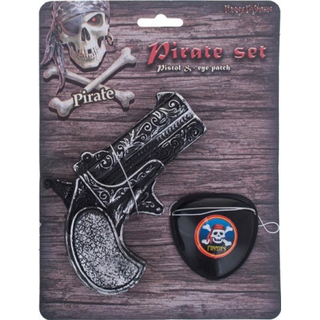 Pistolet de pirate avec cache œil pour accessoiriser un costume de pirate