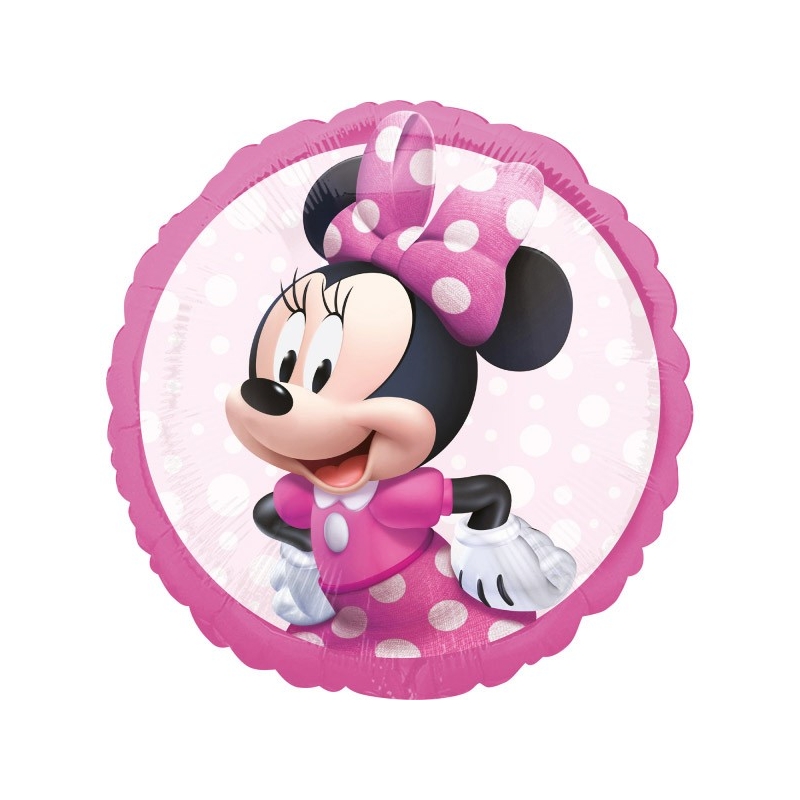 Ballon anniversaire Minnie en aluminium (diamètre 43 cm) spécialement conçu pour un gonflage à l'hélium