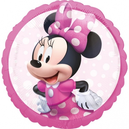 Ballon anniversaire Minnie en aluminium (diamètre 43 cm) spécialement conçu pour un gonflage à l'hélium