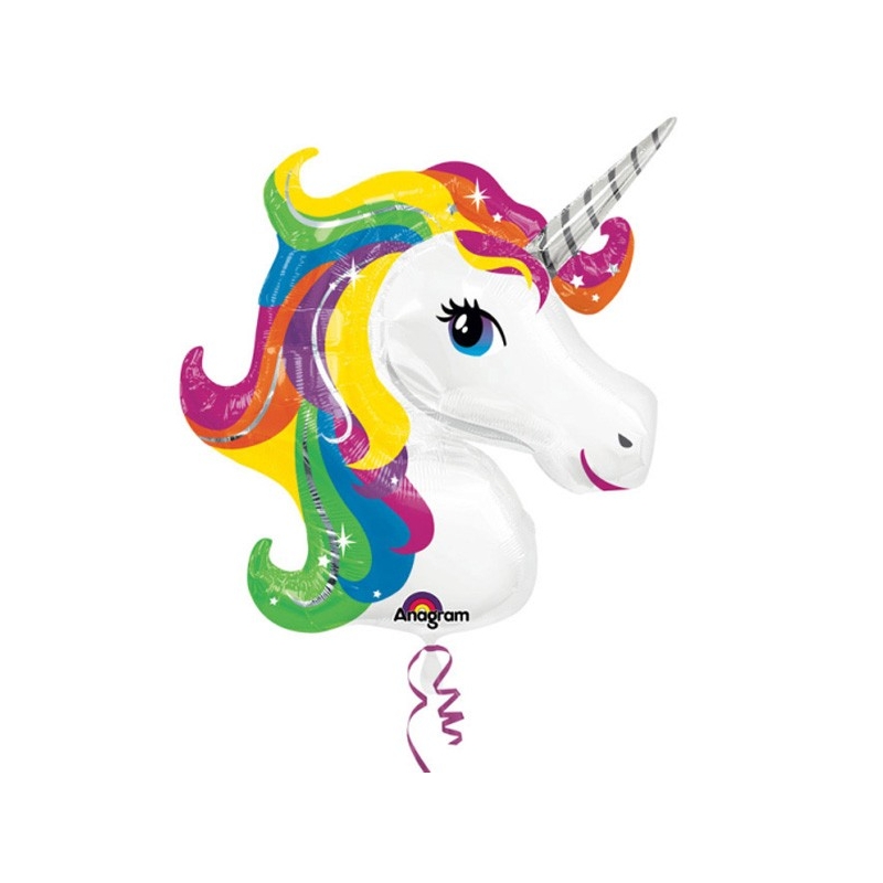 Ballon Licorne géant, ballon hélium en forme de tête de licorne ( 87 x 73 cm)