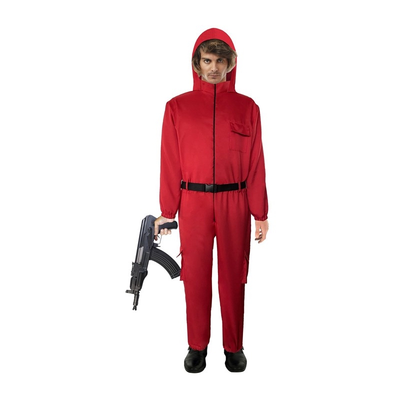 Squid Game - Combinaison rouge à capuche avec poches et ceinture