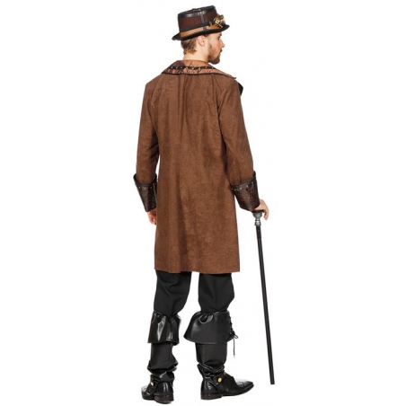 costume Steampunk pour homme, longue veste avec boléro finition imitation peau de serpent