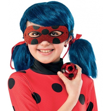 Kit accessoires Miraculous Ladybug pour enfant avec masque, yoyo et perruque Kit accessoires Miraculous Ladybug pour enfant avec masque, yoyo et perruque