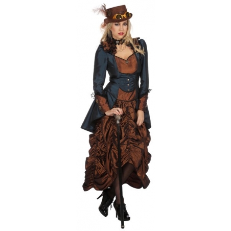 Robe Steampunk pour femme bleu et marron