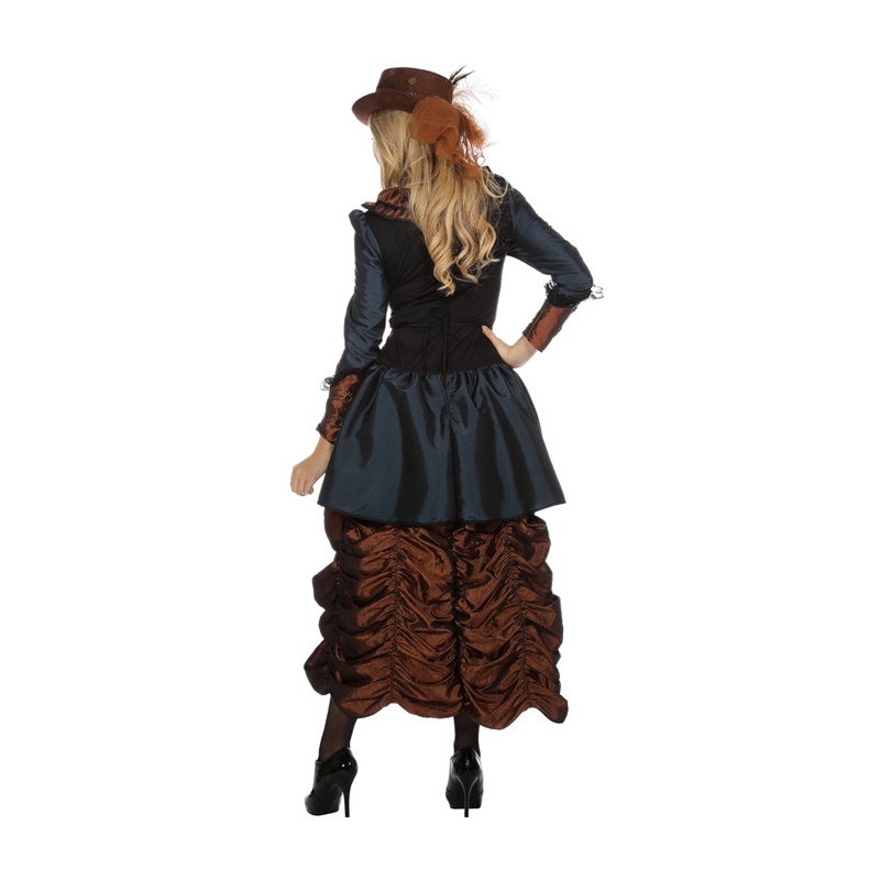 Costume Steampunk pour femme, robe marron et bleu