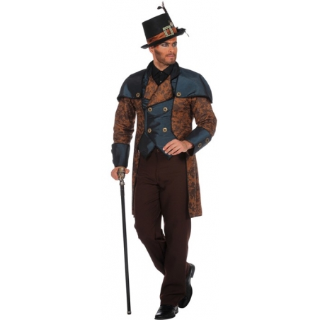 Costume Steampunk bleu pour homme avec veste et pantalon - Déguisement Victorien