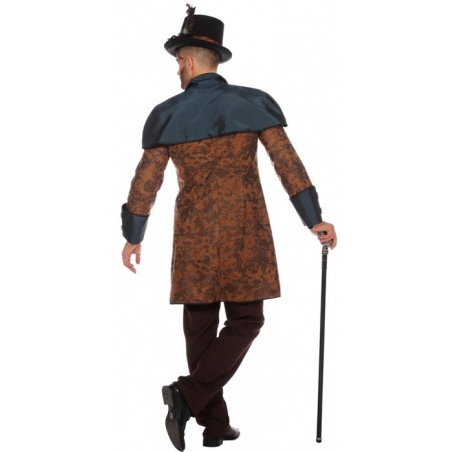 déguisement Steampunk pour homme marron et bleu, veste et pantalon