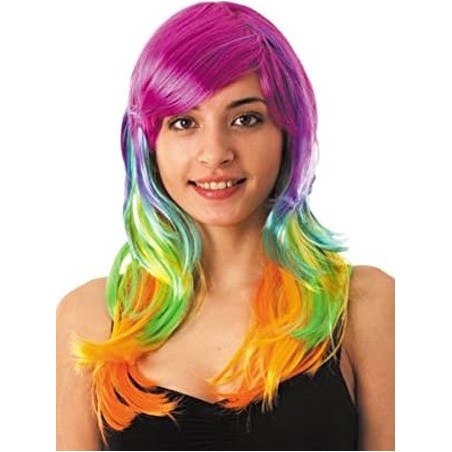 Perruque fluo multicolore tie and dye idéale pour accessoiriser votre tenue sur le thème des années 80 Perruque fluo multicolore tie and dye idéale pour accessoiriser votre tenue sur le thème des années 80