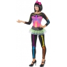 costume de squelette pour femme, effet néon fluo 