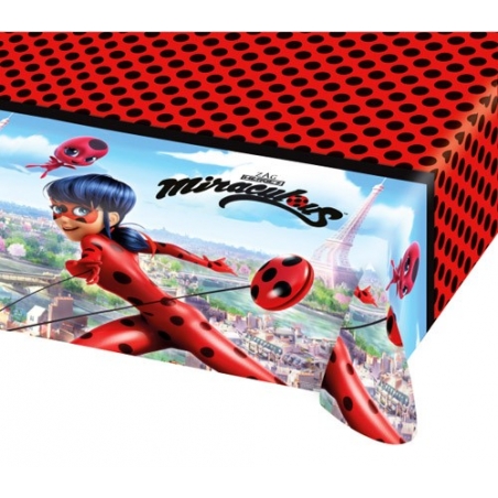 Nappe Miraculous Ladybug idéale pour réaliser une décoration de table pour son anniversaire (120 x 180 cm)