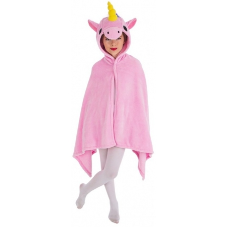 Cape licorne rose pour fille de 6 à 12 ans