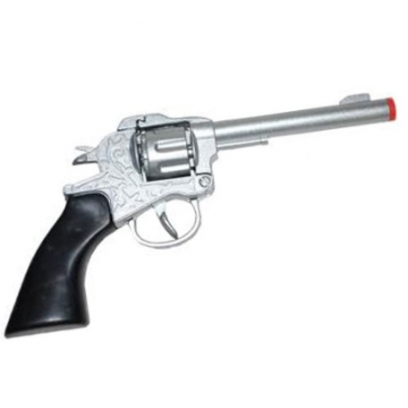 Pistolet metal 8 coups idéal pour accessoiriser votre déguisement de cowboy ou de sherif