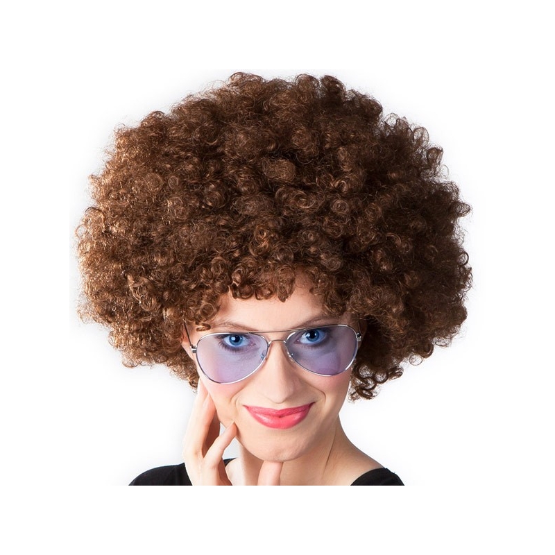Perruque afro châtain, la perruque disco par excellence 