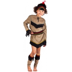 déguisement indienne fille avec robe indienne, bandeau, jambières et ceinture