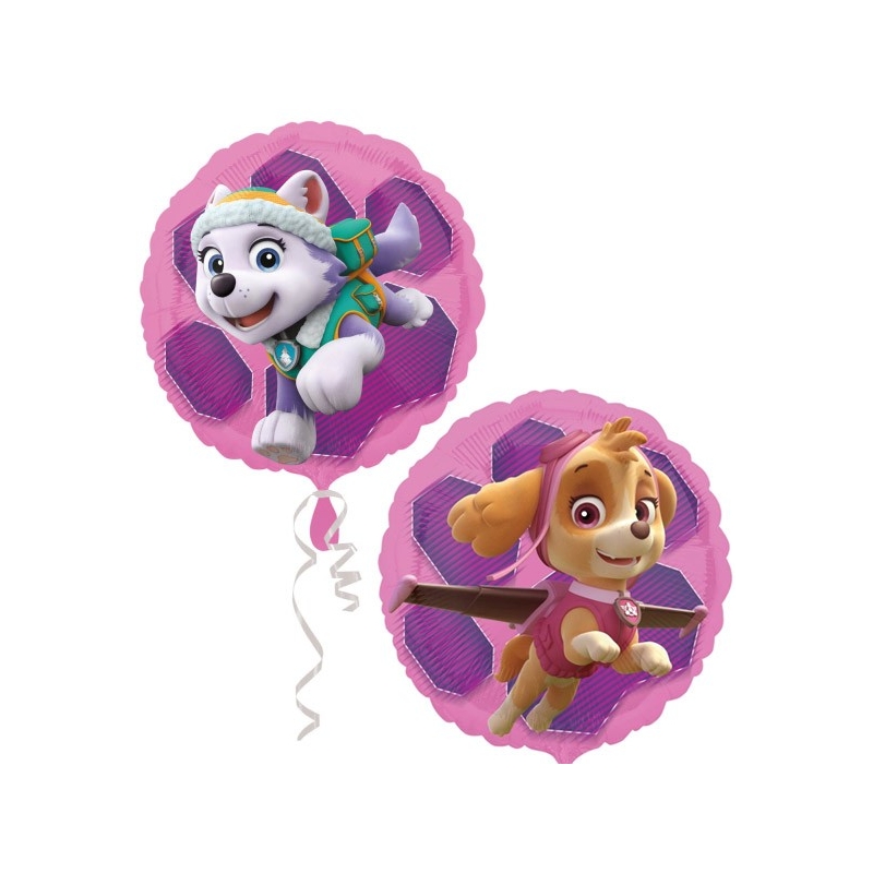 Ballon Hélium Pat Patrouille Stella et Everest, ballon avec deux faces différentes idéal pour une déco d'anniversaire