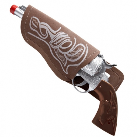 Pistolet de Cowboy dans son étui idéal pour accessoiriser un déguisement de cowboy Pistolet de Cowboy dans son étui idéal pour accessoiriser un déguisement de cowboy