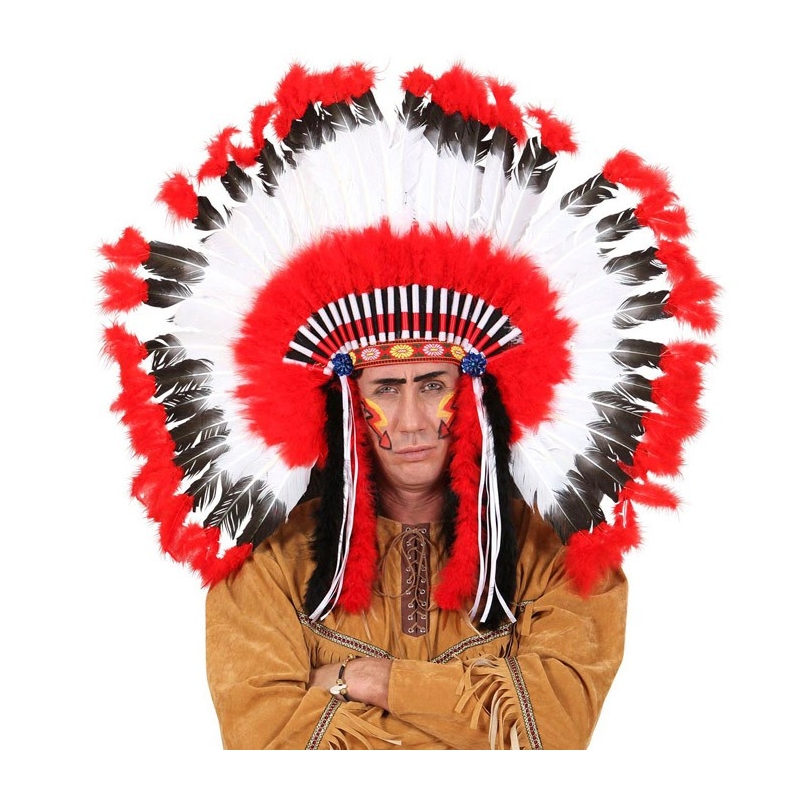 Coiffe indienne de grand chef de tribu en plumes idéale pour compléter votre costume de grand chef indien