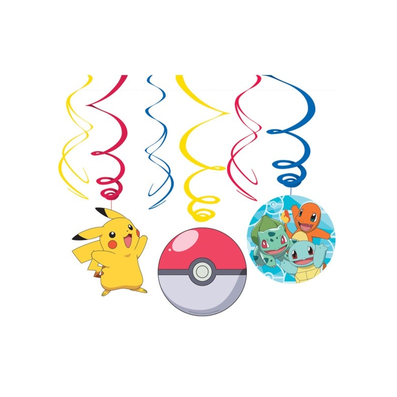 Kit de Décoration Pokémon à suspendre 6 pièces idéal pour réaliser une décoration d'anniversaire sur le thème des Pokémons