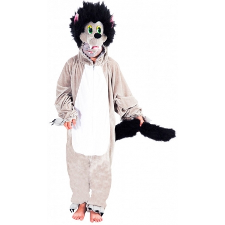 déguisement de loup pour enfant - combinaison à capuche de 104 à 140 cm