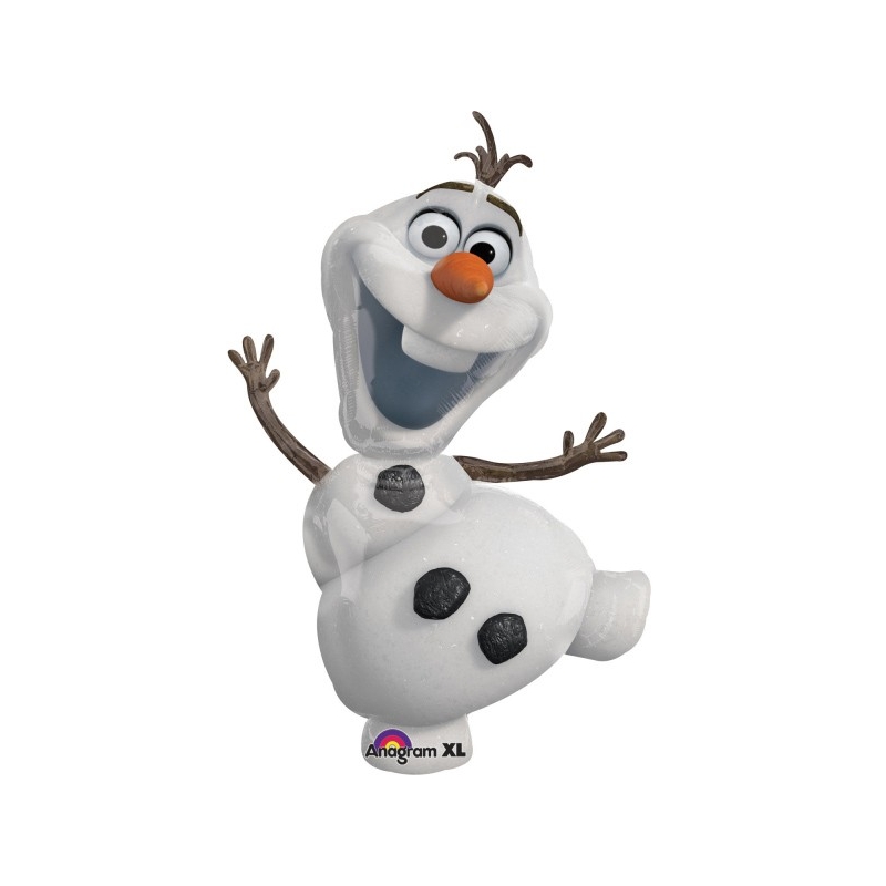 Grand ballon hélium en forme de Olaf, idéal pour votre déco d'anniversaire sur le thème Disney La reine des neiges