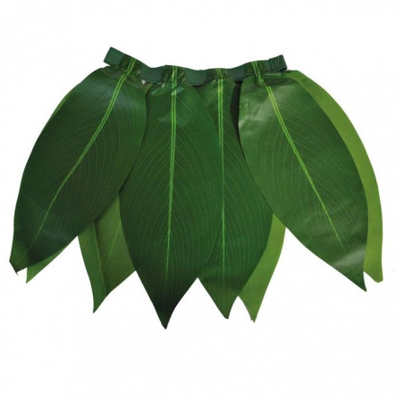 Jupe fille Hawaïenne avec feuilles vertes d'environ 38 cm