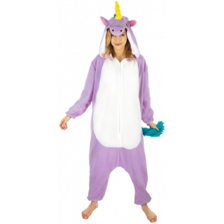 Déguisement Licorne violet, Kigurumi combinaison à capuche