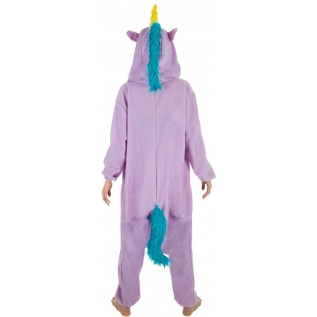 Combinaison licorne couleur violet - déguisement Kigurumi pour femme (vue de dos)