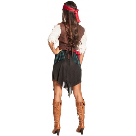 Déguisement de pirate pour femme idéal pour le carnaval ou une soirée déguisée (vue de dos)